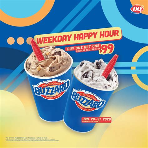 Dairy queen happy hour - Dairy Queen. December 14, 2016 ·. Cozy up to Happy Hour at DQ... Weekdays from 2-5pm for a $1 small iced coffee, $2 small Ultimate Frappé, $2 small Premium Fruit Smoothie, or $2 soft pretzels with zesty queso. 661.